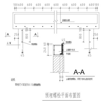 拱形屋頂預埋件螺栓安裝圖